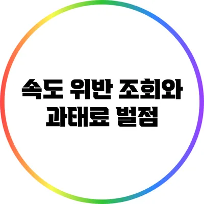 속도 위반 조회와 과태료 벌점