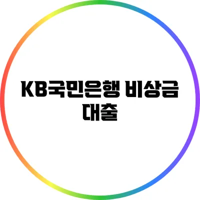 KB국민은행 비상금 대출