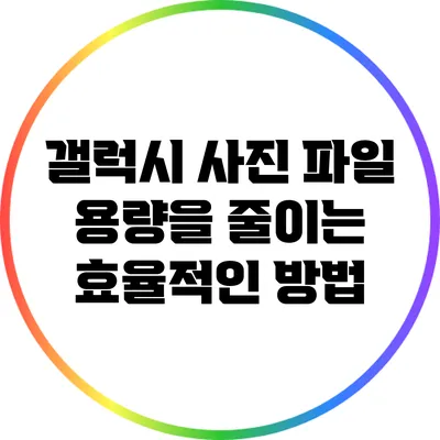 갤럭시 사진 파일 용량을 줄이는 효율적인 방법