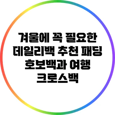 겨울에 꼭 필요한 데일리백 추천: 패딩 호보백과 여행 크로스백