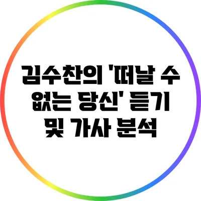 김수찬의 '떠날 수 없는 당신' 듣기 및 가사 분석