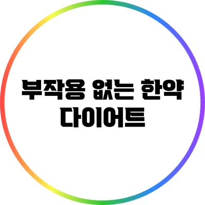 부작용 없는 한약 다이어트