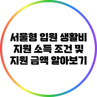 서울형 입원 생활비 지원: 소득 조건 및 지원 금액 알아보기