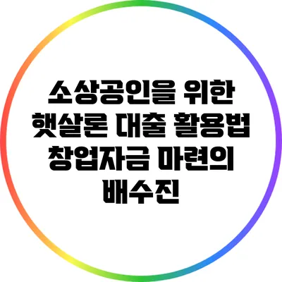 소상공인을 위한 햇살론 대출 활용법: 창업자금 마련의 배수진
