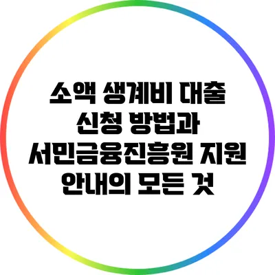 소액 생계비 대출 신청 방법과 서민금융진흥원 지원 안내의 모든 것