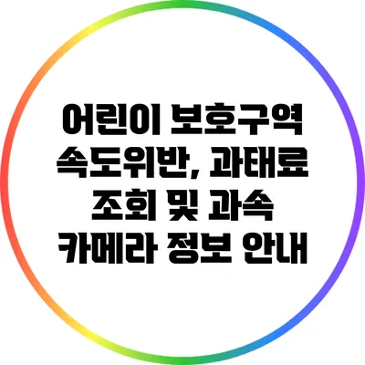 어린이 보호구역 속도위반, 과태료 조회 및 과속 카메라 정보 안내