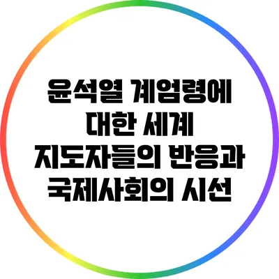 윤석열 계엄령에 대한 세계 지도자들의 반응과 국제사회의 시선