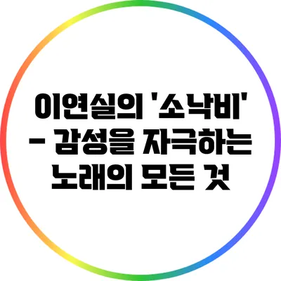 이연실의 '소낙비' – 감성을 자극하는 노래의 모든 것