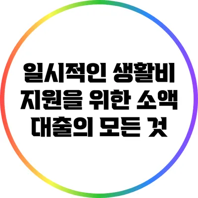 일시적인 생활비 지원을 위한 소액 대출의 모든 것