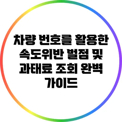 차량 번호를 활용한 속도위반 벌점 및 과태료 조회 완벽 가이드