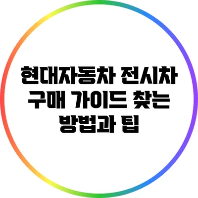 현대자동차 전시차 구매 가이드: 찾는 방법과 팁