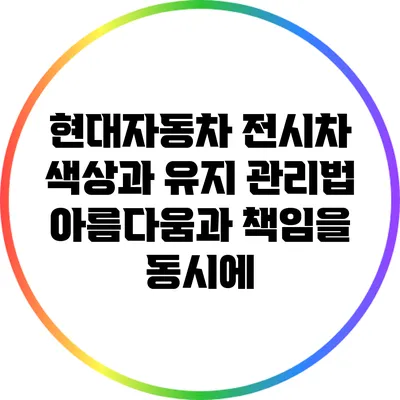 현대자동차 전시차 색상과 유지 관리법: 아름다움과 책임을 동시에