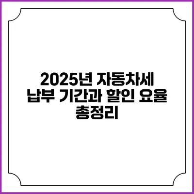 2025년 자동차세 납부 기간과 할인 요율 총정리