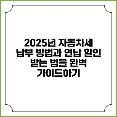 2025년 자동차세 납부 방법과 연납 할인 받는 법을 완벽 가이드하기