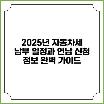 2025년 자동차세 납부 일정과 연납 신청 정보 완벽 가이드