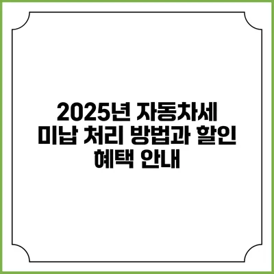 2025년 자동차세 미납 처리 방법과 할인 혜택 안내