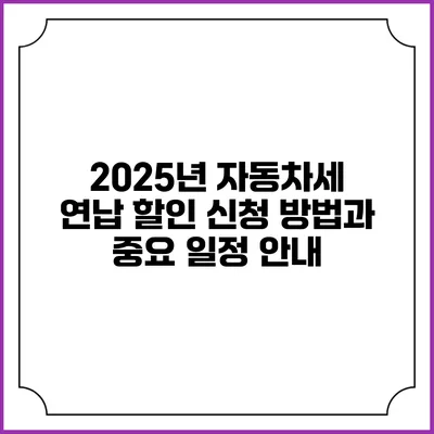 2025년 자동차세 연납 할인 신청 방법과 중요 일정 안내