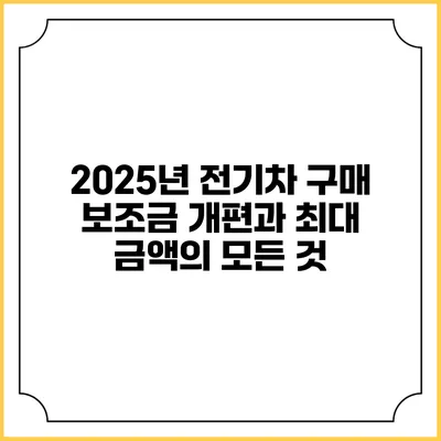 2025년 전기차 구매 보조금 개편과 최대 금액의 모든 것