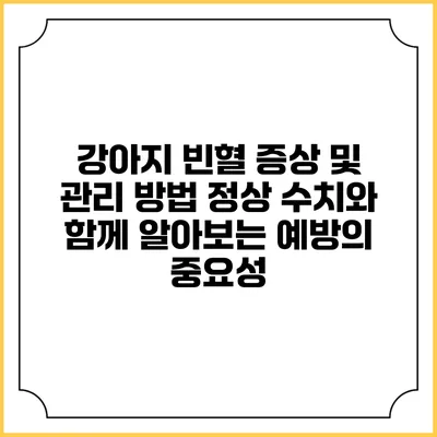 강아지 빈혈 증상 및 관리 방법: 정상 수치와 함께 알아보는 예방의 중요성
