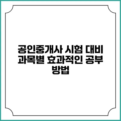 공인중개사 시험 대비 과목별 효과적인 공부 방법