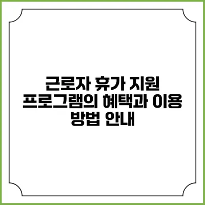 근로자 휴가 지원 프로그램의 혜택과 이용 방법 안내