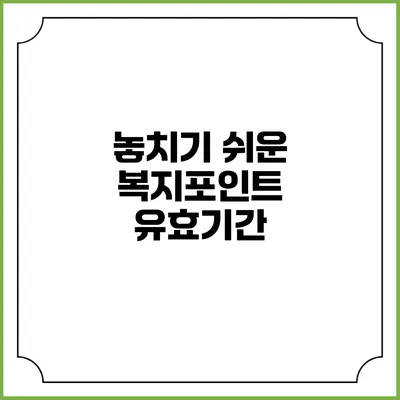 놓치기 쉬운 복지포인트 유효기간