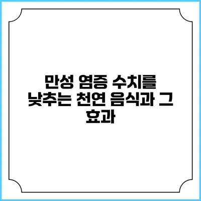 만성 염증 수치를 낮추는 천연 음식과 그 효과