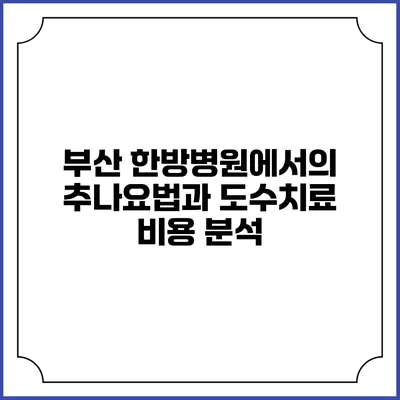 부산 한방병원에서의 추나요법과 도수치료 비용 분석