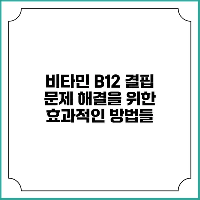 비타민 B12 결핍 문제 해결을 위한 효과적인 방법들