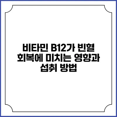비타민 B12가 빈혈 회복에 미치는 영향과 섭취 방법