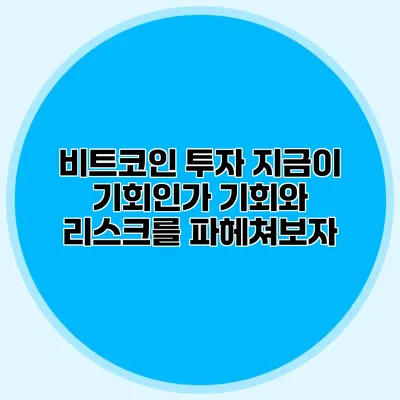 비트코인 투자: 지금이 기회인가? 기회와 리스크를 파헤쳐보자