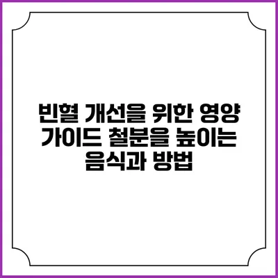 빈혈 개선을 위한 영양 가이드: 철분을 높이는 음식과 방법
