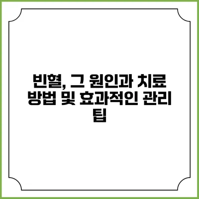 빈혈, 그 원인과 치료 방법 및 효과적인 관리 팁
