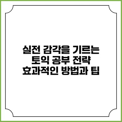 실전 감각을 기르는 토익 공부 전략: 효과적인 방법과 팁