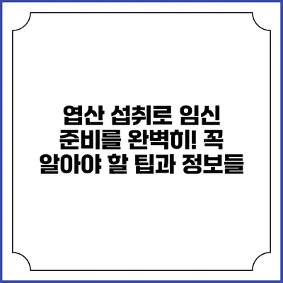 엽산 섭취로 임신 준비를 완벽히! 꼭 알아야 할 팁과 정보들