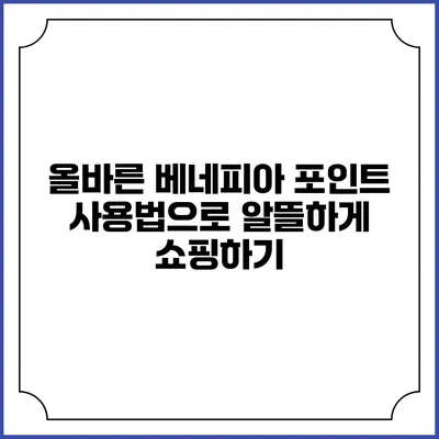 올바른 베네피아 포인트 사용법으로 알뜰하게 쇼핑하기