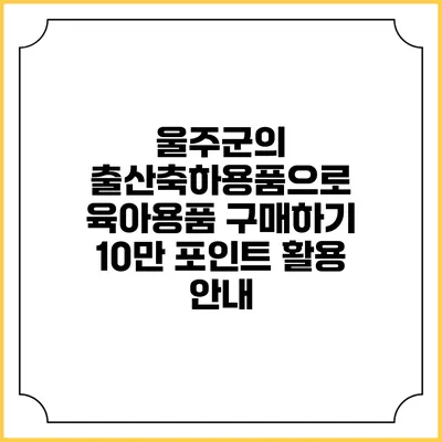 울주군의 출산축하용품으로 육아용품 구매하기: 10만 포인트 활용 안내