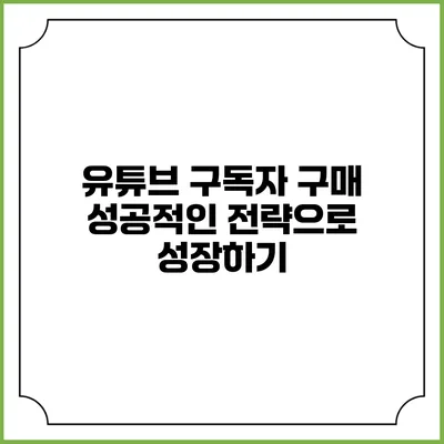 유튜브 구독자 구매 성공적인 전략으로 성장하기