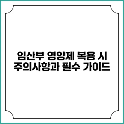 임산부 영양제 복용 시 주의사항과 필수 가이드