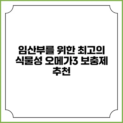 임산부를 위한 최고의 식물성 오메가3 보충제 추천