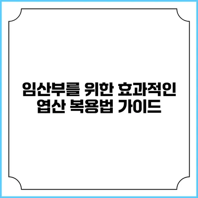 임산부를 위한 효과적인 엽산 복용법 가이드