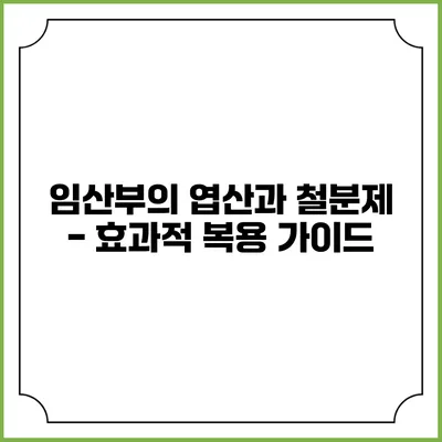 임산부의 엽산과 철분제 - 효과적 복용 가이드