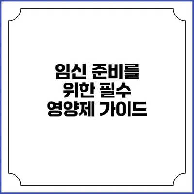 임신 준비를 위한 필수 영양제 가이드