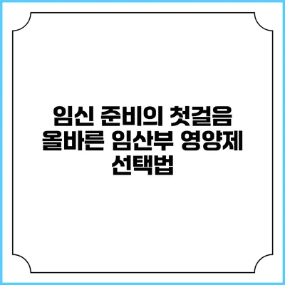 임신 준비의 첫걸음: 올바른 임산부 영양제 선택법