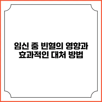 임신 중 빈혈의 영향과 효과적인 대처 방법