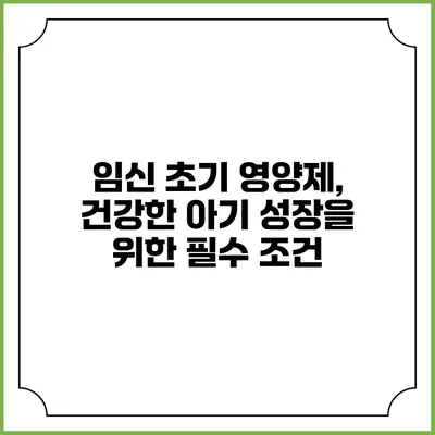 임신 초기 영양제, 건강한 아기 성장을 위한 필수 조건