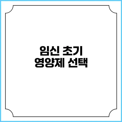 임신 초기 영양제 선택