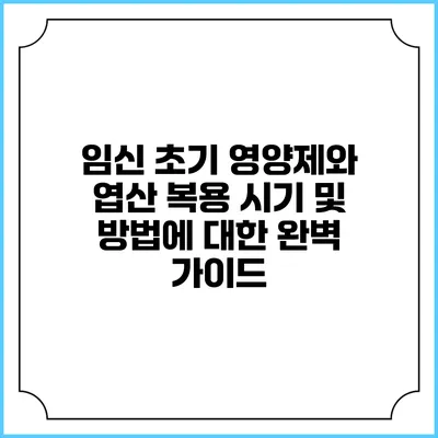 임신 초기 영양제와 엽산 복용 시기 및 방법에 대한 완벽 가이드