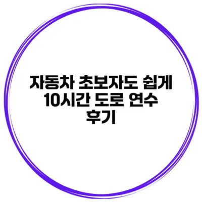 자동차 초보자도 쉽게 10시간 도로 연수 후기