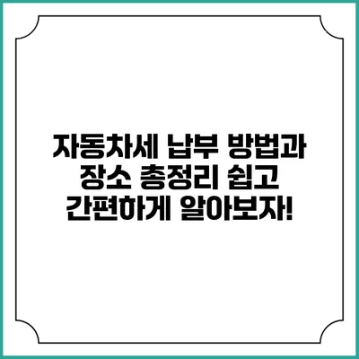 자동차세 납부 방법과 장소 총정리: 쉽고 간편하게 알아보자!